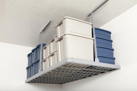 Ceiling mounted garage storage