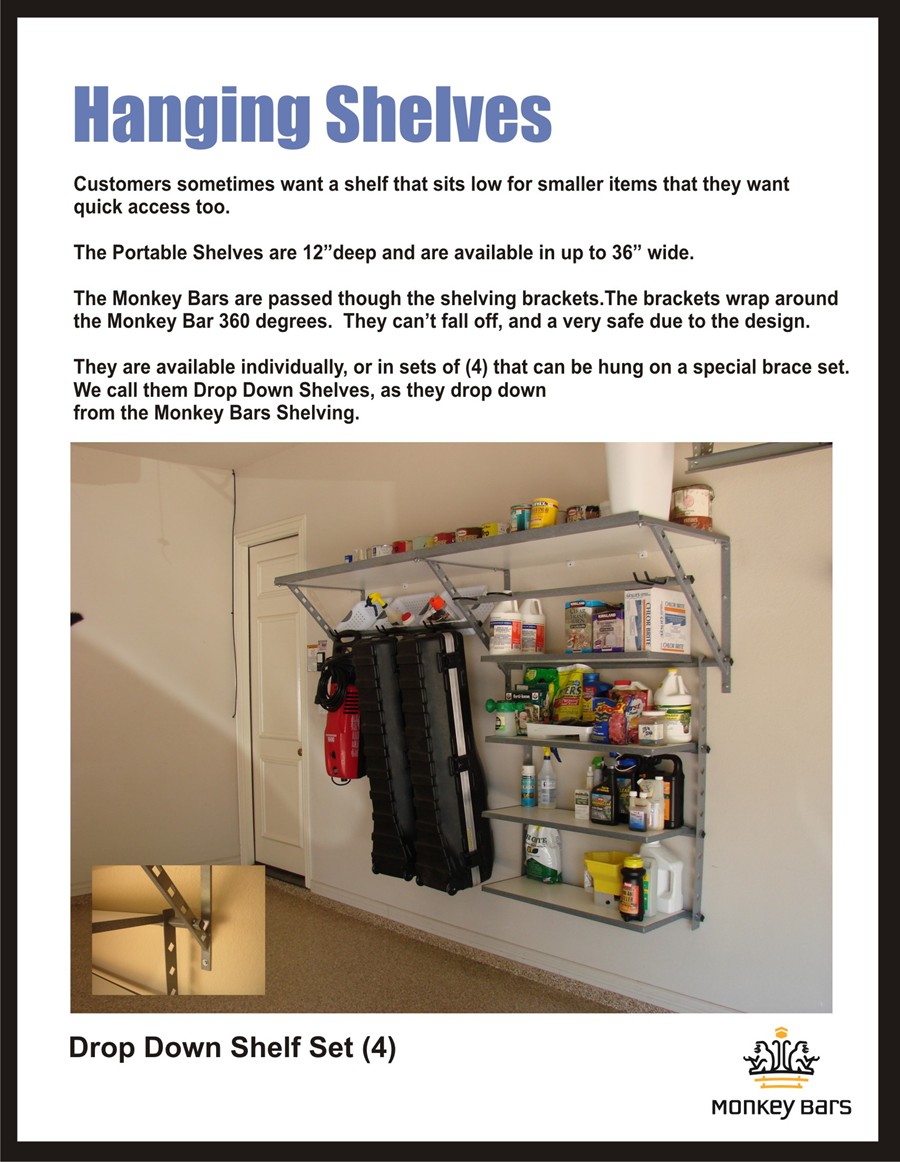 http://www.azgarageconcepts.com/monkey_bars_hanging_shelves.jpg